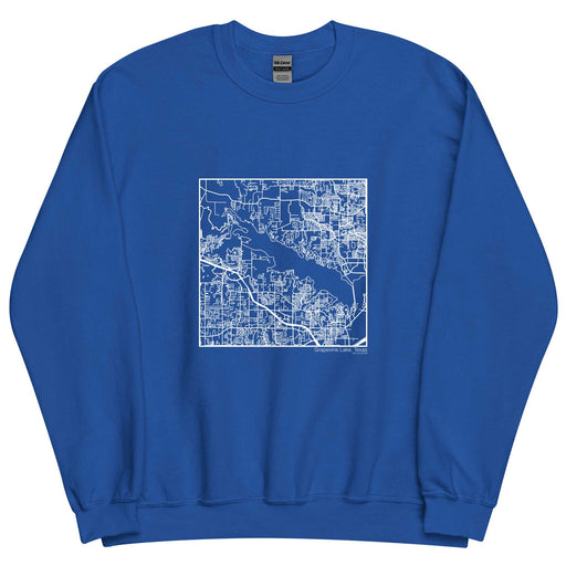 Grapevine Lake Texas  Map Unisex Crewneck Sweater with City inscription in Royal Blue