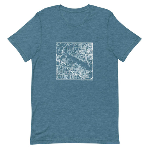 Grapevine Lake Texas  Map Unisex T-Shirt with City inscription in Heather Teal