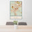 24x36 Grass Valley California Map Print Portrait Orientation in Woodblock Style Behind 2 Chairs Table and Potted Plant