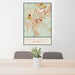 24x36 Grass Valley California Map Print Portrait Orientation in Woodblock Style Behind 2 Chairs Table and Potted Plant