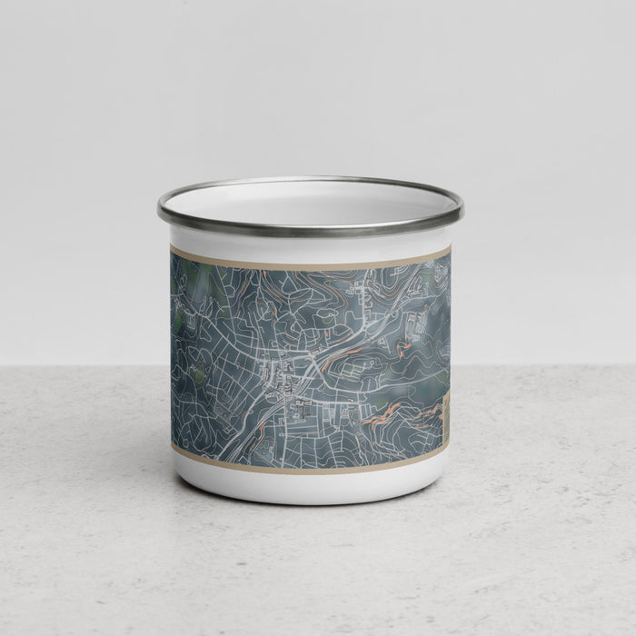 Front View Custom Grass Valley California Map Enamel Mug in Afternoon