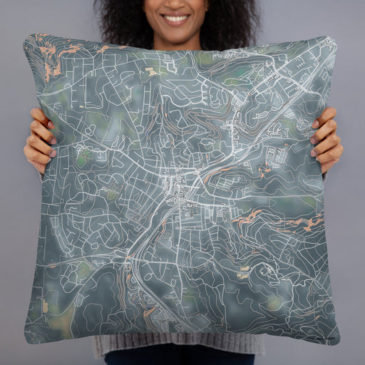Person holding 22x22 Custom Grass Valley California Map Throw Pillow in Afternoon