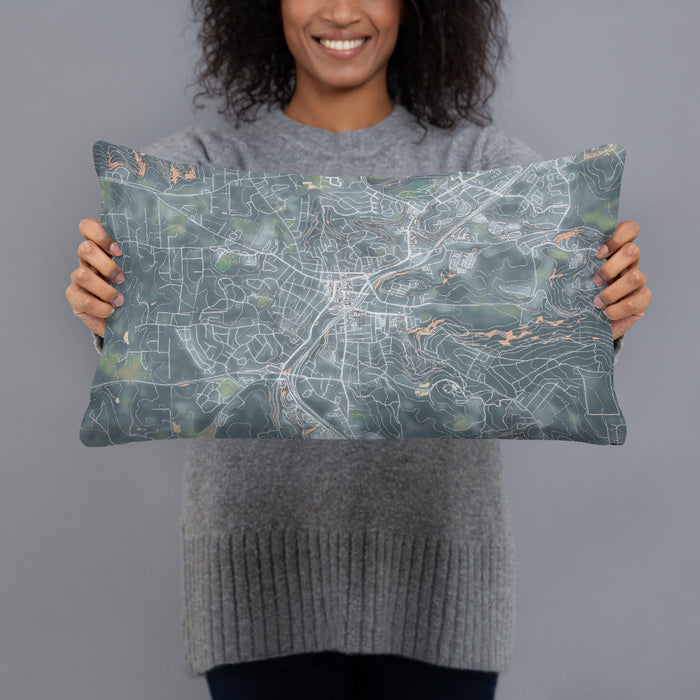 Person holding 20x12 Custom Grass Valley California Map Throw Pillow in Afternoon