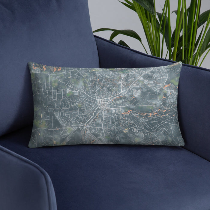 Custom Grass Valley California Map Throw Pillow in Afternoon on Blue Colored Chair