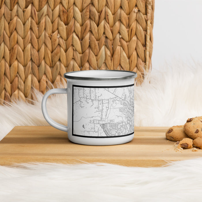 Left View Custom Grass Valley California Map Enamel Mug in Classic on Table Top