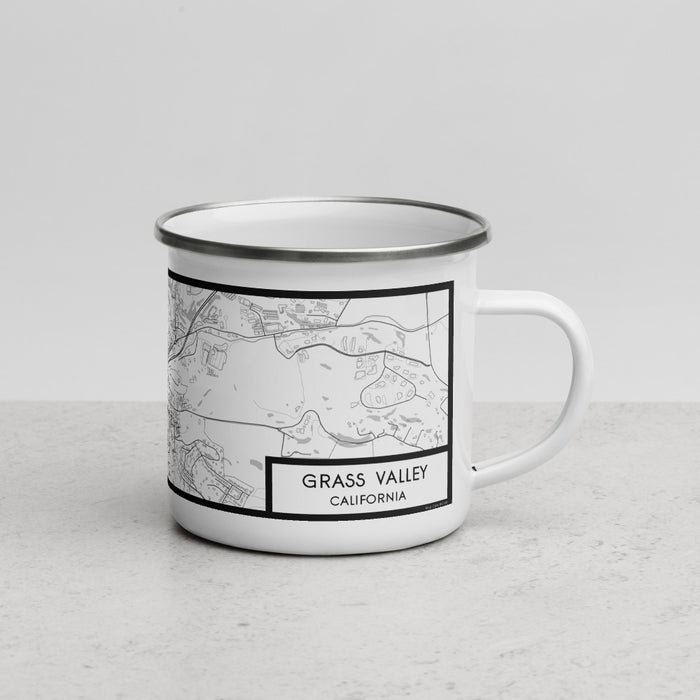 Right View Custom Grass Valley California Map Enamel Mug in Classic