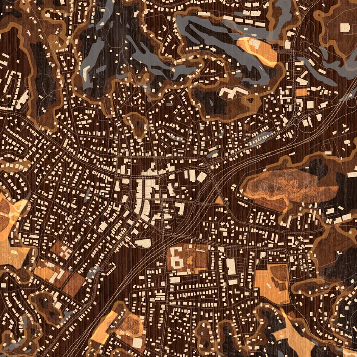 Grass Valley California Map Print in Ember Style Zoomed In Close Up Showing Details