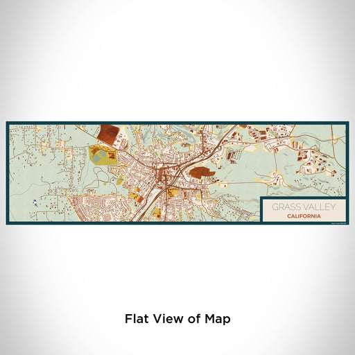 Flat View of Map Custom Grass Valley California Map Enamel Mug in Woodblock