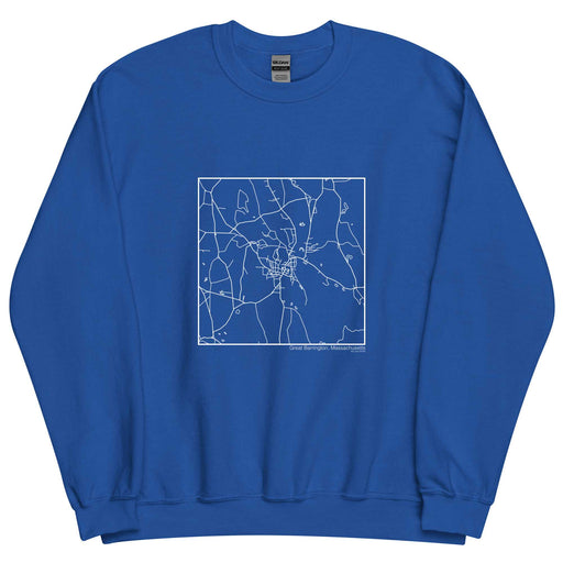 Great Barrington Massachusetts Map Unisex Crewneck Sweater with City inscription in Royal Blue