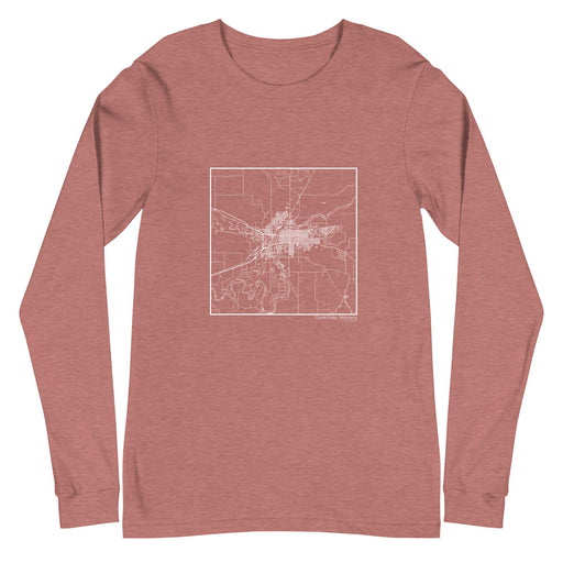 Great Falls Montana  Map Unisex Long-Sleeve T-shirt with City inscription in Heather Mauve