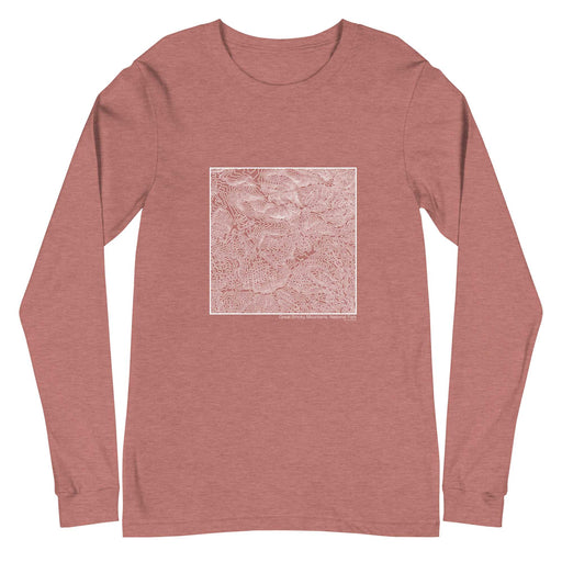 Great Smoky Mountains National Park Topographic  Map Unisex Long-Sleeve T-shirt with City inscription in Heather Mauve
