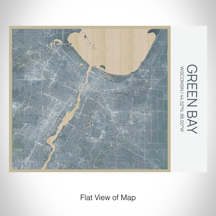 Rendered View of Green Bay Wisconsin Map on 20oz Stainless Steel Insulated Bottle with Bamboo Top with printed afternoon style map