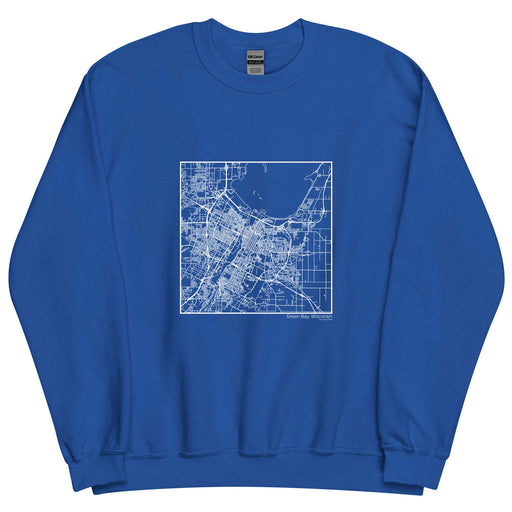 Green Bay Wisconsin  Map Unisex Crewneck Sweater with City inscription in Royal Blue