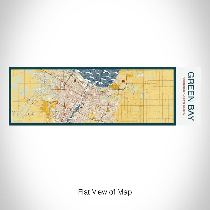 Rendered View of Green Bay Wisconsin Map on 10oz Stainless Steel Insulated Cup in Woodblock with Sliding Lid