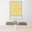 24x36 Green City Missouri Map Print Portrait Orientation in Woodblock Style Behind 2 Chairs Table and Potted Plant