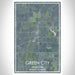 Green City Missouri Map Print Portrait Orientation in Afternoon Style With Shaded Background