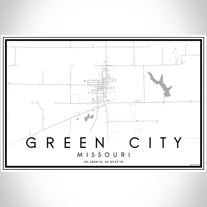 Green City Missouri Map Print Landscape Orientation in Classic Style With Shaded Background