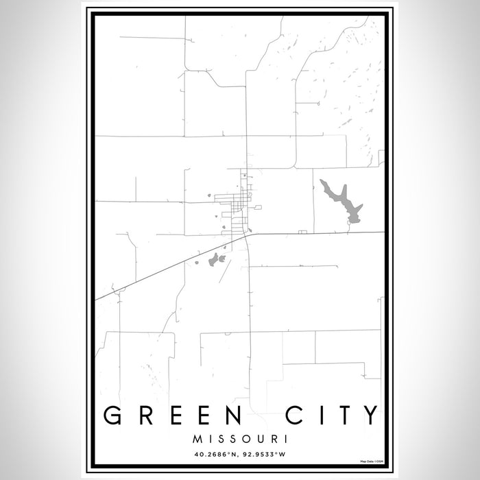 Green City Missouri Map Print Portrait Orientation in Classic Style With Shaded Background