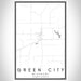 Green City Missouri Map Print Portrait Orientation in Classic Style With Shaded Background