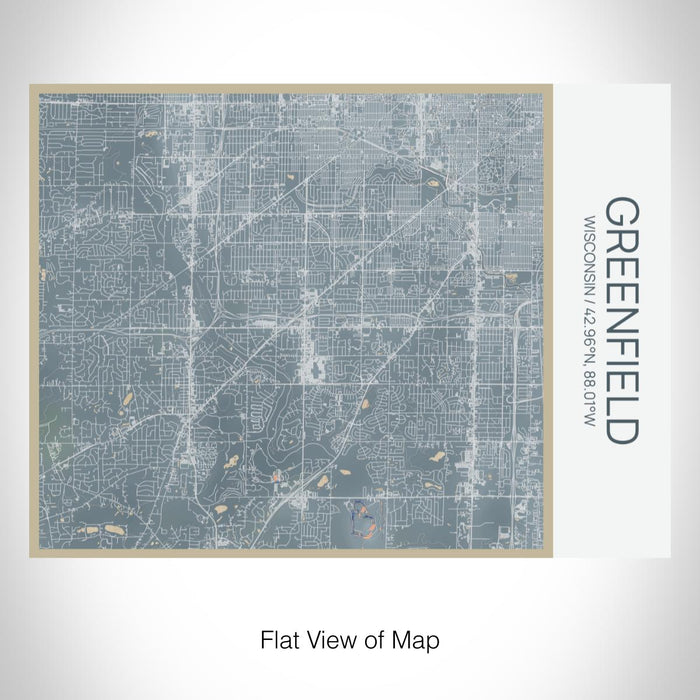 Rendered View of Greenfield Wisconsin Map on 20oz Stainless Steel Insulated Bottle with Bamboo Top with printed afternoon style map
