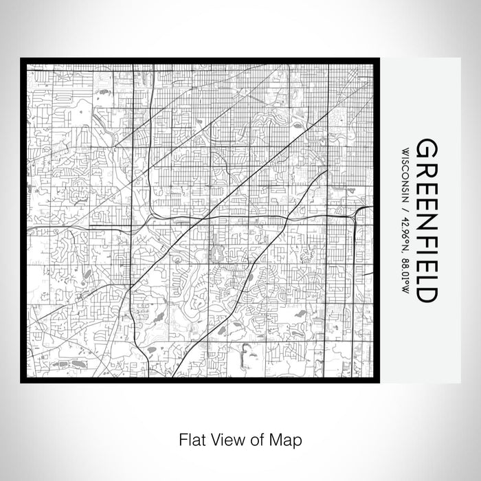 Rendered View of Greenfield Wisconsin Map on 20oz Stainless Steel Insulated Bottle with Bamboo Top with printed classic style map