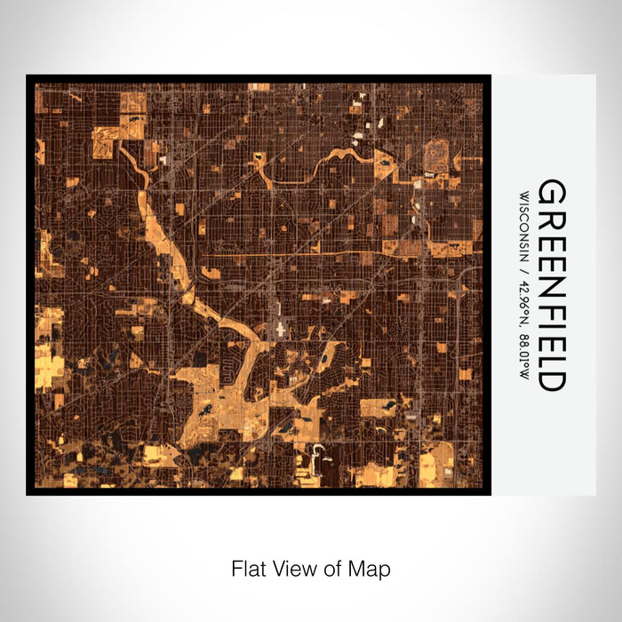 Rendered View of Greenfield Wisconsin Map on 20oz Stainless Steel Insulated Bottle with Bamboo Top with printed ember style map