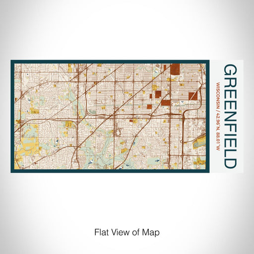 Rendered View of Greenfield Wisconsin Map on 17oz Stainless Steel Insulated Bottle with printed woodblock style map