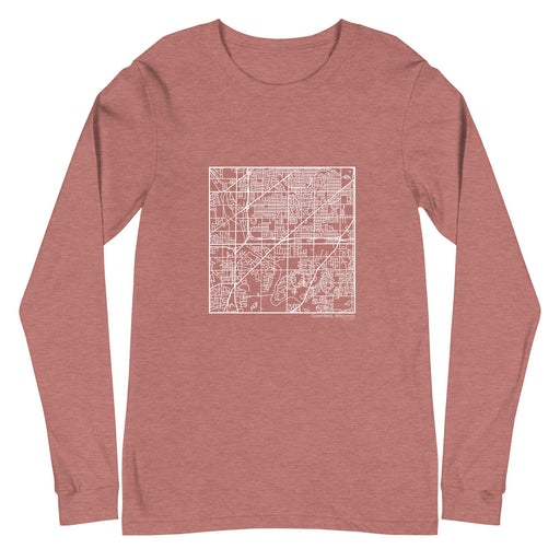 Greenfield Wisconsin  Map Unisex Long-Sleeve T-shirt with City inscription in Heather Mauve