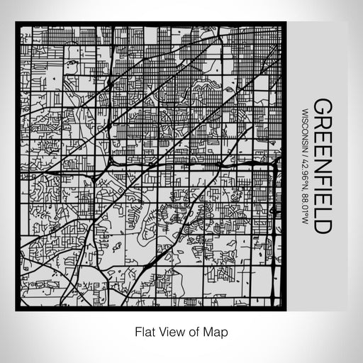 Rendered View of Greenfield Wisconsin Map on 17oz Stainless Steel Insulated Tumbler in Tactile Lines with Succulent in Background