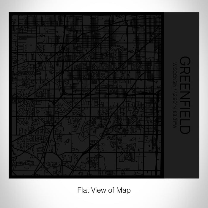 Rendered View of Greenfield Wisconsin Map on 17oz Stainless Steel Insulated Tumbler in Matte Black with Tactile Lines