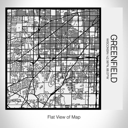 Rendered View of Greenfield Wisconsin Map on 17oz Stainless Steel Insulated Tumbler in Matte White with Tactile Lines