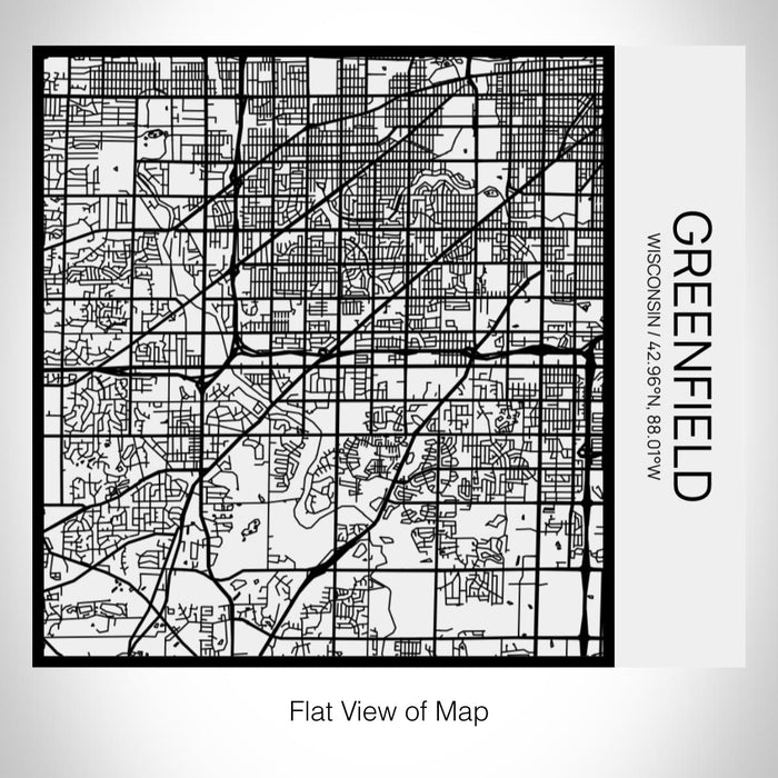 Rendered View of Greenfield Wisconsin Map on 17oz Stainless Steel Insulated Tumbler in Matte White with Tactile Lines