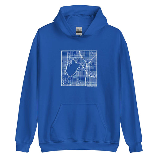 Green Lake Seattle  Map Unisex Hoodie Sweater with City inscription in Royal Blue