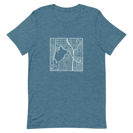 Green Lake Seattle  Map Unisex T-Shirt with City inscription in Heather Teal