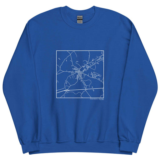Greensboro Georgia  Map Unisex Crewneck Sweater with City inscription in Royal Blue