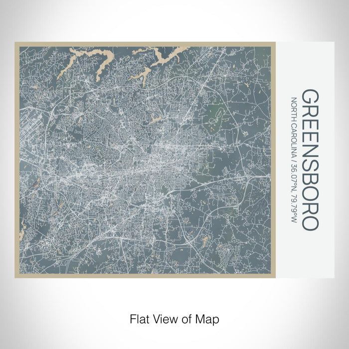 Rendered View of Greensboro North Carolina Map on 20oz Stainless Steel Insulated Bottle with Bamboo Top with printed afternoon style map