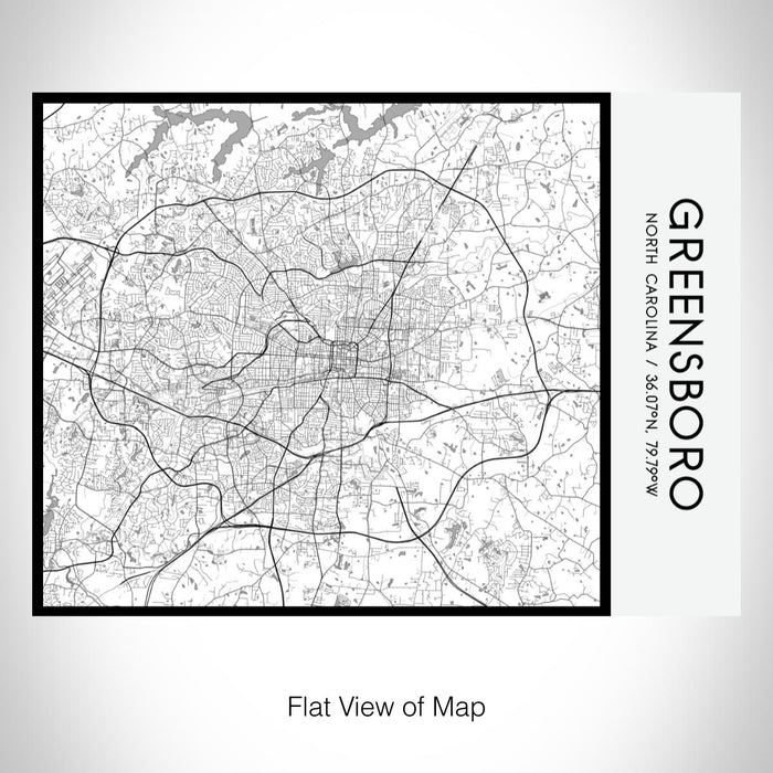 Rendered View of Greensboro North Carolina Map on 20oz Stainless Steel Insulated Bottle with Bamboo Top with printed classic style map