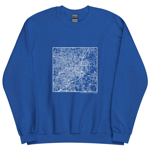 Greensboro North Carolina  Map Unisex Crewneck Sweater with City inscription in Royal Blue