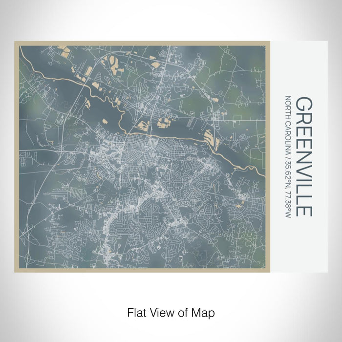 Rendered View of Greenville North Carolina Map on 20oz Stainless Steel Insulated Bottle with Bamboo Top with printed afternoon style map