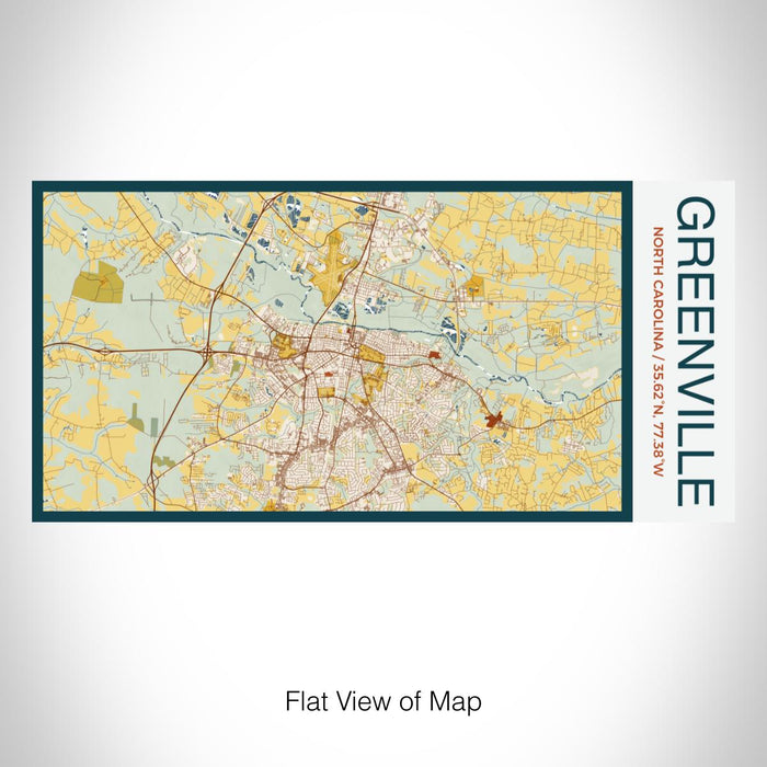 Rendered View of Greenville North Carolina Map on 17oz Stainless Steel Insulated Bottle with printed woodblock style map