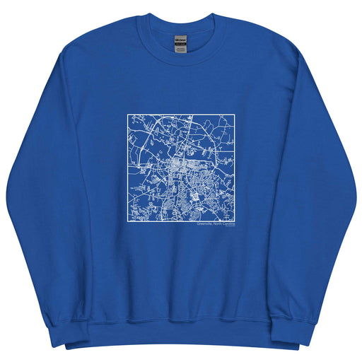 Greenville North Carolina  Map Unisex Crewneck Sweater with City inscription in Royal Blue