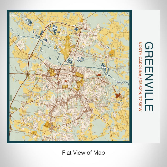 Rendered View of Greenville North Carolina Map on 17oz Stainless Steel Insulated Tumbler in Woodblock Map Style
