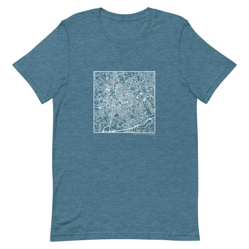 Greenville South Carolina  Map Unisex T-Shirt with City inscription in Heather Teal