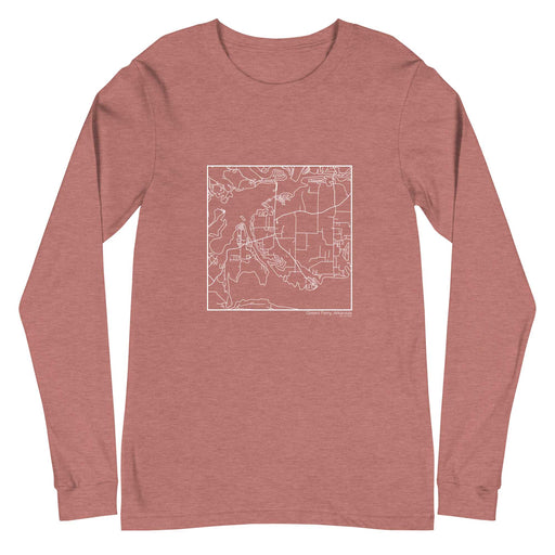 Greers Ferry Arkansas  Map Unisex Long-Sleeve T-shirt with City inscription in Heather Mauve