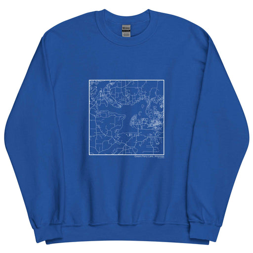 Greers Ferry Lake Arkansas  Map Unisex Crewneck Sweater with City inscription in Royal Blue