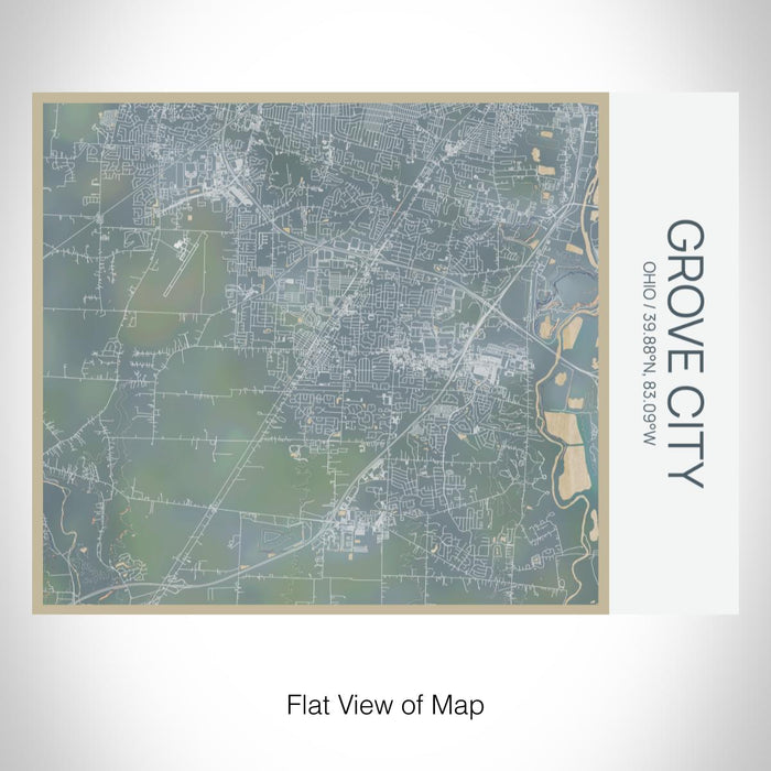 Rendered View of Grove City Ohio Map on 20oz Stainless Steel Insulated Bottle with Bamboo Top with printed afternoon style map