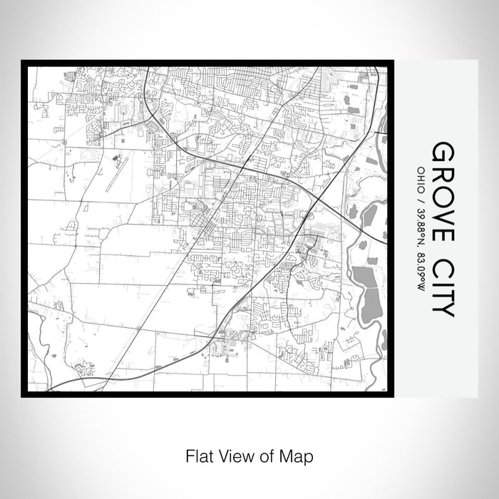 Rendered View of Grove City Ohio Map on 20oz Stainless Steel Insulated Bottle with Bamboo Top with printed classic style map