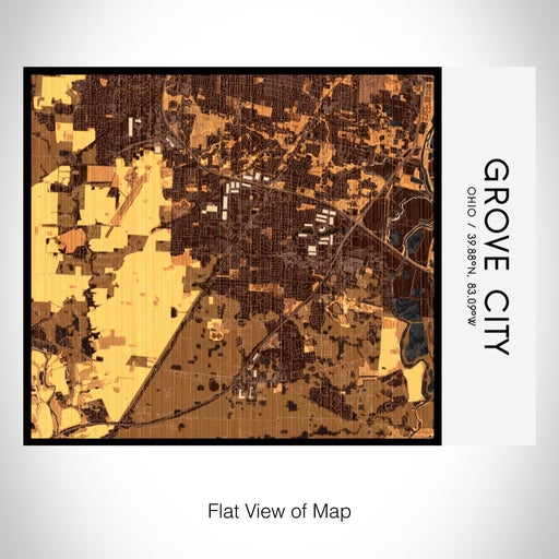Rendered View of Grove City Ohio Map on 20oz Stainless Steel Insulated Bottle with Bamboo Top with printed ember style map