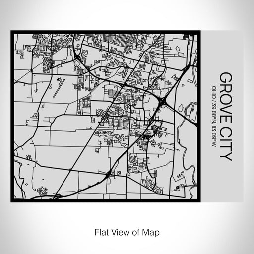 Rendered View of Grove City Ohio Map on 20oz Stainless Steel Insulated Bottle with Bamboo Top with printed Tactile Lines Map in Black