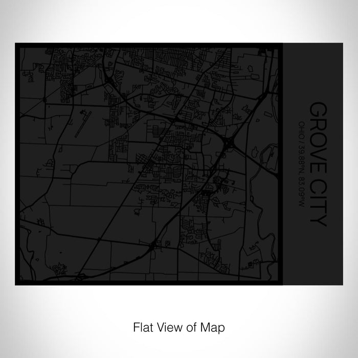 Rendered View of Grove City Ohio Map on 20oz Stainless Steel Insulated Bottle with Bamboo Top in Matte Black with printed Tactile Lines Map in Black